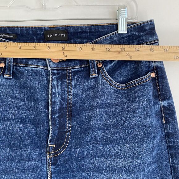 Talbots Barely Boot Jeans Size 8 Blue Dark Wash Denim High Rise Straight Stretch - Picture 5 of 12